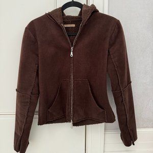 Brown velvet by graham and spencer faux suede hoodie jacket